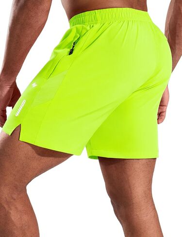 Mier Men's 5 Inseam inseam شورت مع جيوب سحاب سريعة الجافة الجافة الرياضية تجريب لا توجد شورتات بطانة ، خفيفة الوزن in Kuwait