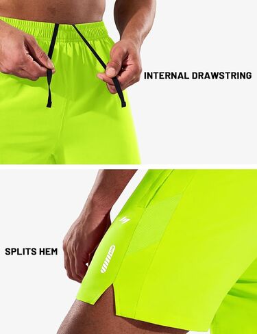 Mier Men's 5 Inseam inseam شورت مع جيوب سحاب سريعة الجافة الجافة الرياضية تجريب لا توجد شورتات بطانة ، خفيفة الوزن in Kuwait