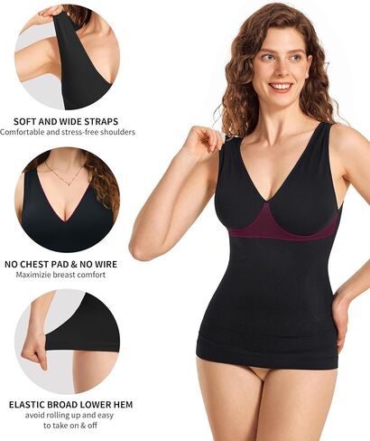 Gotoly Shapewear for Women Compression Tank Tops Tummy Control Body Shaper Seamless تمرين V-Neck Camisole Cami Tops in Kuwait