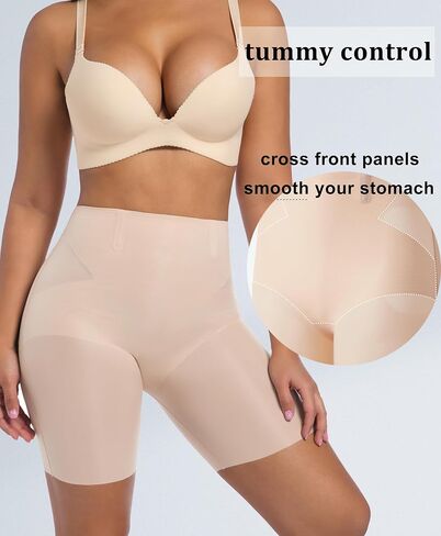 PRETTYWELL Womens Shapewear Shorts Mid-Waist Tummy Control Butt Lift Slip Shorts for Dresses,Seamless no Roll Thigh Slimmer in Saudi Arabia