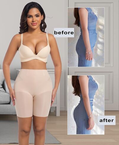 PRETTYWELL Womens Shapewear Shorts Mid-Waist Tummy Control Butt Lift Slip Shorts for Dresses,Seamless no Roll Thigh Slimmer in Saudi Arabia