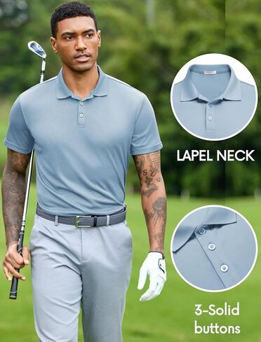 PINSPARK Mens Polo Shirts Short Sleeve Lightweight Moisture Wicking Quick Dry Casual Workout Collared Shirt Plain 3 Pack Set in Saudi Arabia
