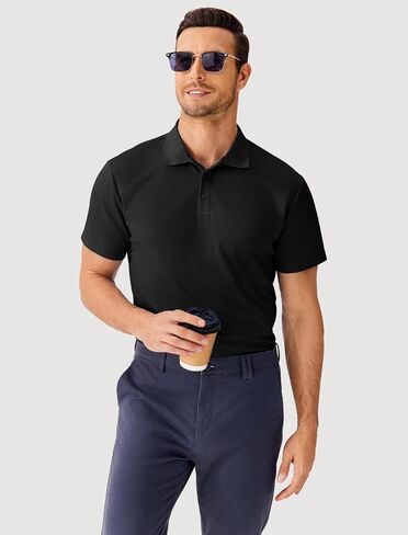 PINSPARK Mens Polo Shirts Short Sleeve Lightweight Moisture Wicking Quick Dry Casual Workout Collared Shirt Plain 3 Pack Set in Saudi Arabia