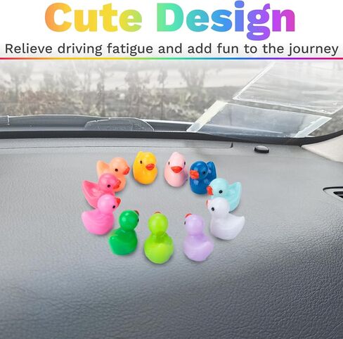 16 PCS Cute Duck Rearview Mirror Accessories, Luminous Duck Car Interior Accessories, Dashboard Decorations Adhesive Ornaments, Fun Duck Car Interior Decor, Car Decorations Interior in Kuwait