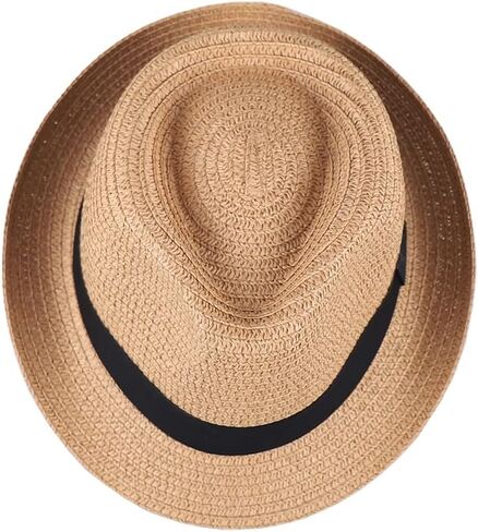 Women Men Wide Brim Straw Panama Hat Unisex Fedora for Beach Travel Sun Hat in Kuwait