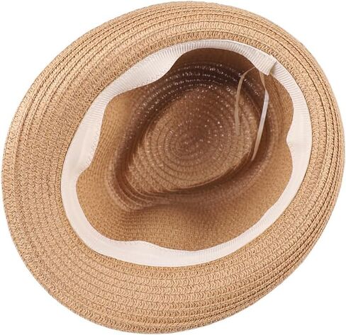 Women Men Wide Brim Straw Panama Hat Unisex Fedora for Beach Travel Sun Hat in Kuwait