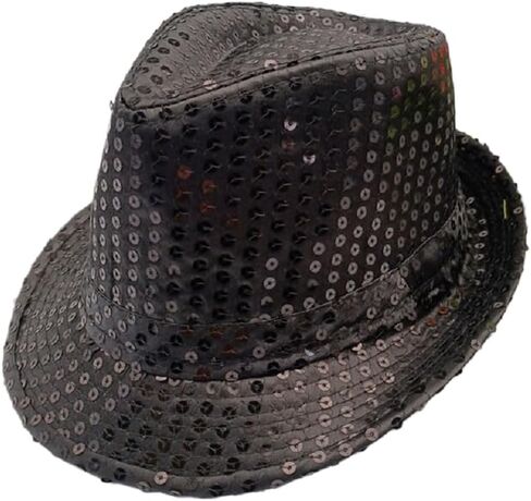 Western Sequin Fedora Hat Solid Color Dance Hat Retro Disco Cap Cap Cap Cap for Women Man Party Props Supplies in Kuwait