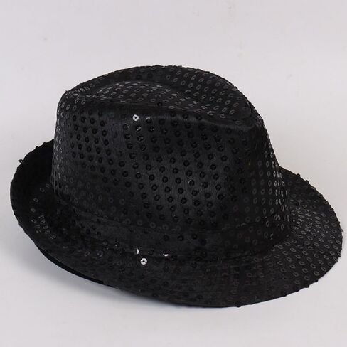 Western Sequin Fedora Hat Solid Color Dance Hat Retro Disco Cap Cap Cap Cap for Women Man Party Props Supplies in Kuwait