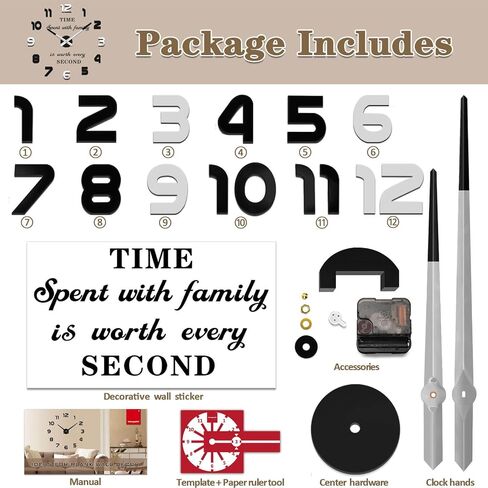 VANGOLD Large Wall Clocks for Living Room Decor, Decorative Wall Clocks Battery Operated (Black Wall Decor) in Saudi Arabia