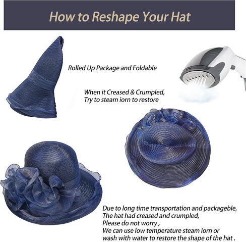 Women Organza Kentucky Sun-Hats - Wide-Brim Flower Church Hats Beach Derby Hat for Tea Party Wedding Bridal Dress in Kuwait