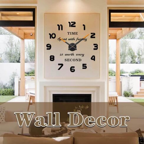VANGOLD Large Wall Clocks for Living Room Decor, Decorative Wall Clocks Battery Operated (Black Wall Decor) in Saudi Arabia