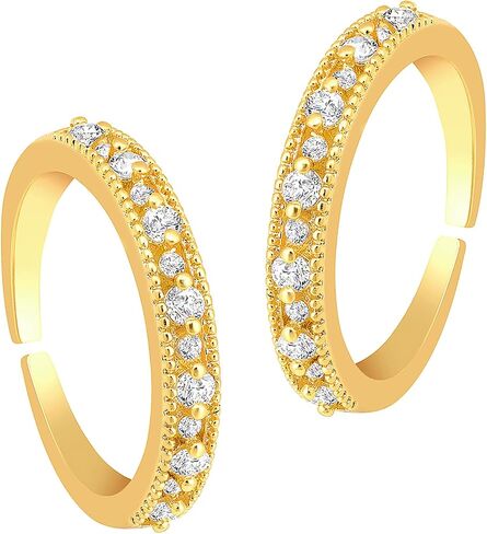 Aheli cubic Zirconia مرصعة بإصبع القدمين قابلة للتعديل حلقة bichiya الفاخرة للنساء in Kuwait