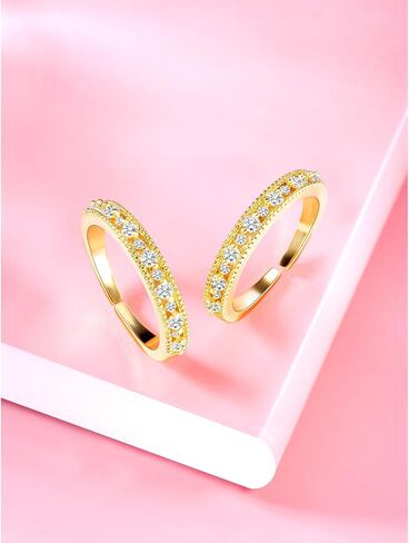 Aheli cubic Zirconia مرصعة بإصبع القدمين قابلة للتعديل حلقة bichiya الفاخرة للنساء in Kuwait