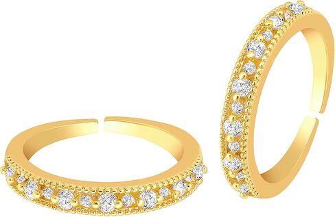 Aheli cubic Zirconia مرصعة بإصبع القدمين قابلة للتعديل حلقة bichiya الفاخرة للنساء in Kuwait