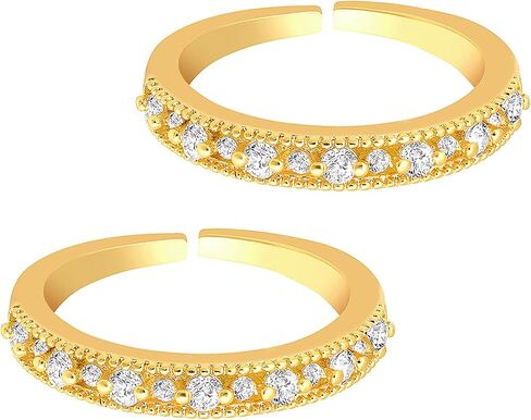 Aheli cubic Zirconia مرصعة بإصبع القدمين قابلة للتعديل حلقة bichiya الفاخرة للنساء in Kuwait