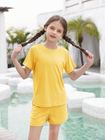 ملابس الفتاة قصيرة الأكمام tshirts والسراويل الصيفية summer مجموعات مريحة للأطفال حجم الملابس 120/130/140/150/160 in Kuwait