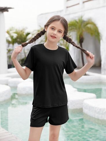 ملابس الفتاة قصيرة الأكمام tshirts والسراويل الصيفية summer مجموعات مريحة للأطفال حجم الملابس 120/130/140/150/160 in Saudi Arabia