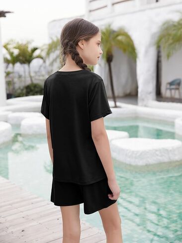 ملابس الفتاة قصيرة الأكمام tshirts والسراويل الصيفية summer مجموعات مريحة للأطفال حجم الملابس 120/130/140/150/160 in Saudi Arabia