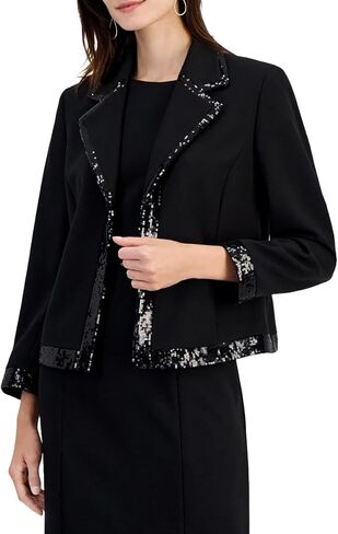 Kasper Women's Notch Collar, Kissing Front Jacket W/Sequin Trim in Saudi Arabia