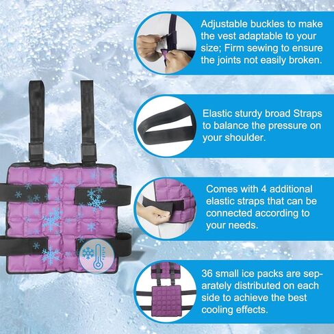 سترة التبريد الجليدية العالمية 72 خلايا للرجال والنساء ، سترة باردة قابلة لإعادة الاستخدام مع الأشرطة القابلة للتعديل ، معدات الطقس الحار للهواء في الهواء الطلق in Kuwait