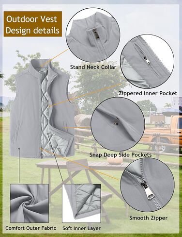 COOFANDY Men's Casual Outerwear Vest Lightweight Full-Zip Sleeveless Jacket Outdoor Hiking Travel Golf Vest with Pockets in Saudi Arabia