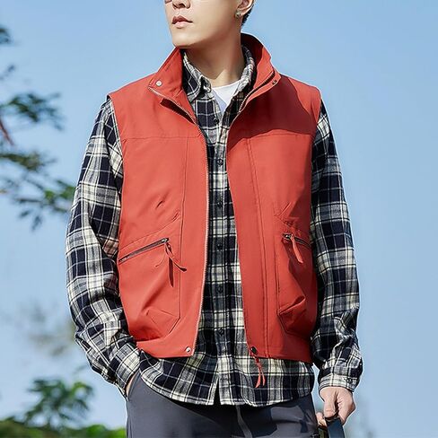 Hixiaohe Mens Vest Golf Outwear Windproof Lightweight Softshell Vest Photo Hiking Travel Work Sleeveless Jacket with Pockets in Kuwait