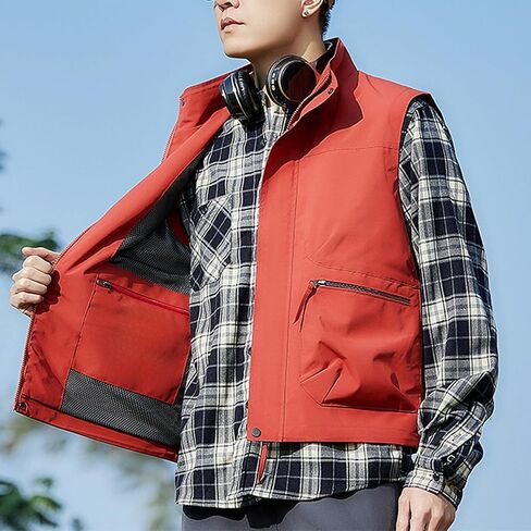 Hixiaohe Mens Vest Golf Outwear Windproof Lightweight Softshell Vest Photo Hiking Travel Work Sleeveless Jacket with Pockets in Kuwait