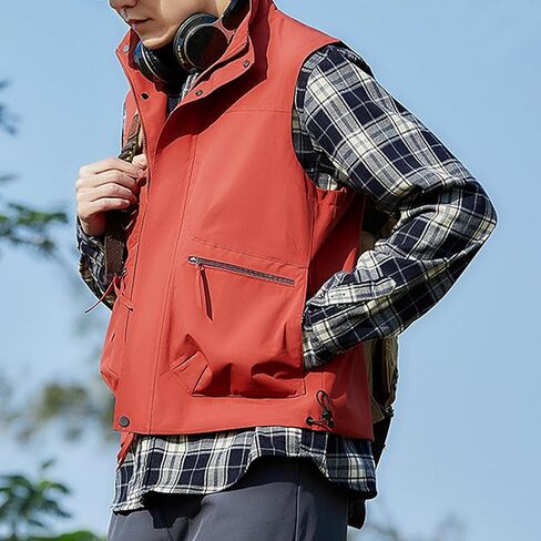 Hixiaohe Mens Vest Golf Outwear Windproof Lightweight Softshell Vest Photo Hiking Travel Work Sleeveless Jacket with Pockets in Kuwait