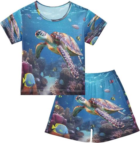 Senya Short Sleeve Pajamas يضع خريطة العالم الصيفية للملابس الصيفية للملابس الوطنية ، 5T in Kuwait