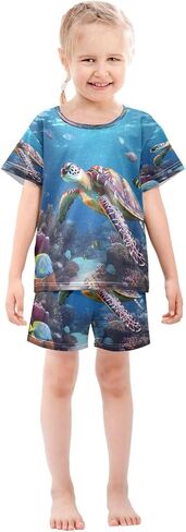 Senya Short Sleeve Pajamas يضع خريطة العالم الصيفية للملابس الصيفية للملابس الوطنية ، 5T in Kuwait