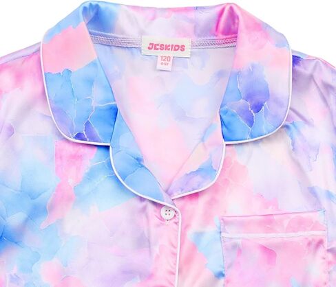 JESKIDS Girls Boys Satin Pajamas Sets Kids Silk Sleepwear Summer Nightwear 4-13 Years in Kuwait