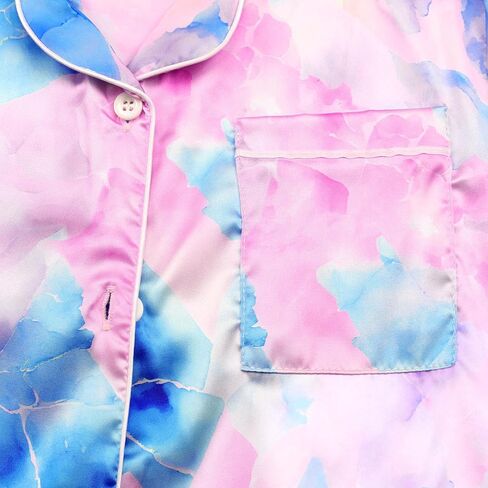 JESKIDS Girls Boys Satin Pajamas Sets Kids Silk Sleepwear Summer Nightwear 4-13 Years in Kuwait