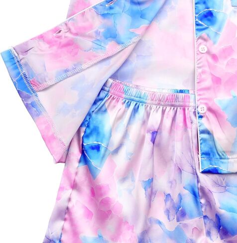 JESKIDS Girls Boys Satin Pajamas Sets Kids Silk Sleepwear Summer Nightwear 4-13 Years in Kuwait