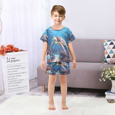 Senya Short Sleeve Pajamas يضع خريطة العالم الصيفية للملابس الصيفية للملابس الوطنية ، 5T in Kuwait