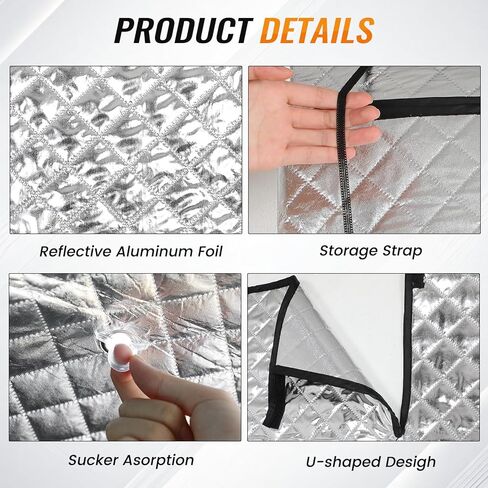 Windshield Sun Shade Car Sun Shade, Folding Car Shades for Front Windows, Blocks UV Rays Sun Visor Protector for Truck SUV Van, Keeps Vehicle Cool - Silver (55" x 27.5") in Kuwait