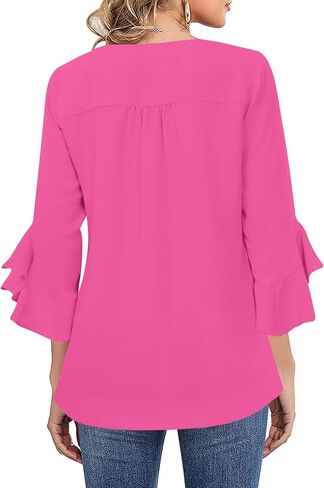 Relipop Womens Blouse Blouse 3/4 Sleeve Tops v Neck Business Blouses Disuals Summer Summer Outfits 2025 in Kuwait