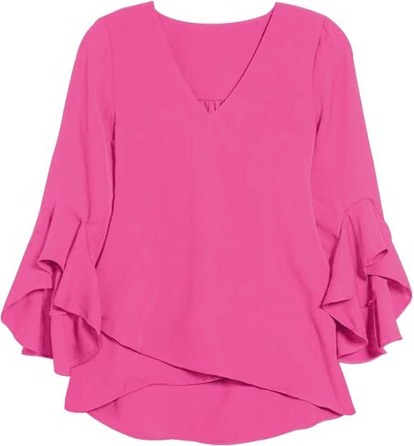 Relipop Womens Blouse Blouse 3/4 Sleeve Tops v Neck Business Blouses Disuals Summer Summer Outfits 2025 in Kuwait