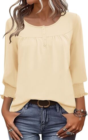 Akewei 3/4 طول الأكمام قمم المرأة 2025 أزياء الصيف قمم للنساء Crewneck in Saudi Arabia