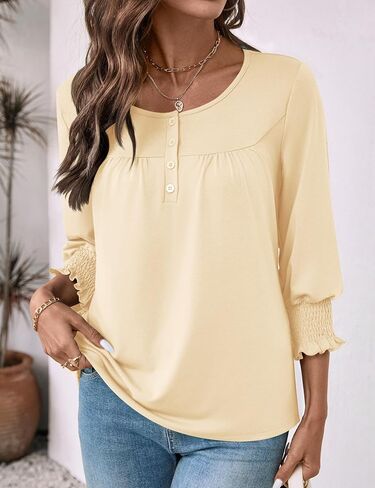 Akewei 3/4 طول الأكمام قمم المرأة 2025 أزياء الصيف قمم للنساء Crewneck in Saudi Arabia
