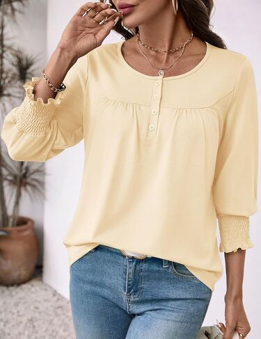 Akewei 3/4 طول الأكمام قمم المرأة 2025 أزياء الصيف قمم للنساء Crewneck in Saudi Arabia