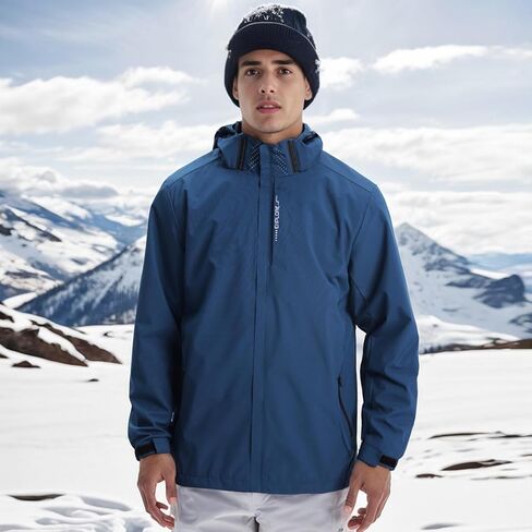 Men's Waterproof Lightweight Rain Jacket Removable Hooded Windbreaker Raincoat Outdoor Windproof Casual Jacket in Kuwait