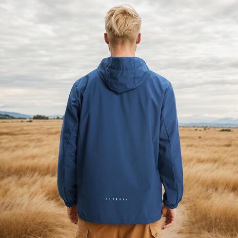 Men's Waterproof Lightweight Rain Jacket Removable Hooded Windbreaker Raincoat Outdoor Windproof Casual Jacket in Kuwait