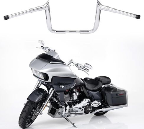10 "شماعات القرد 1 ½ رعامة مقاود دراجات نارية لهارلي ديفيدسون تتجول في شارع الانزلاق Electra Glide مع Bating Fairing Meathook Bagger Bar 1986-2023 ، Chrome in Kuwait