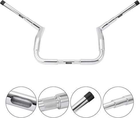 10 "شماعات القرد 1 ½ رعامة مقاود دراجات نارية لهارلي ديفيدسون تتجول في شارع الانزلاق Electra Glide مع Bating Fairing Meathook Bagger Bar 1986-2023 ، Chrome in Kuwait
