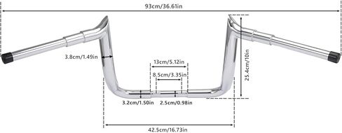 10 "شماعات القرد 1 ½ رعامة مقاود دراجات نارية لهارلي ديفيدسون تتجول في شارع الانزلاق Electra Glide مع Bating Fairing Meathook Bagger Bar 1986-2023 ، Chrome in Kuwait