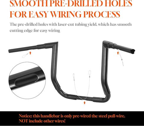 10" Rise Handlebars 1-1/2" Bagger Ape Hangers for Harley 1996-2023 Street Glide FLHX/Electra Glide FLHT/Ultra Limited FLHTK/Tri-Glide FLHTCUTG Models, Right Angle Bar Style, Black in Saudi Arabia