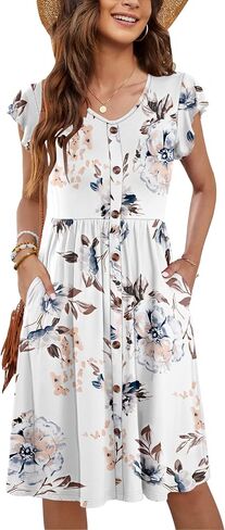 WNEEDU Women Summer Maxi Dresses Casual Sleeveless Long Dress Empire Waist Hawaiian Sundress with Pockets in Saudi Arabia