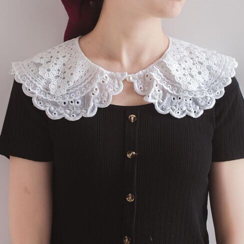 WENLOOY Retro Hollow Out Lace Floral False Collar Detachable Fake Collar for Women Girl in Kuwait