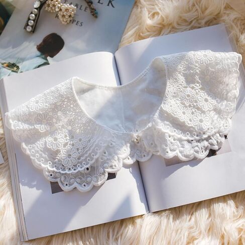 WENLOOY Retro Hollow Out Lace Floral False Collar Detachable Fake Collar for Women Girl in Kuwait