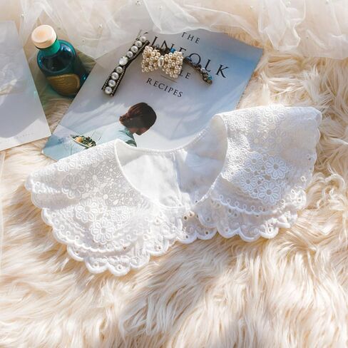 WENLOOY Retro Hollow Out Lace Floral False Collar Detachable Fake Collar for Women Girl in Kuwait
